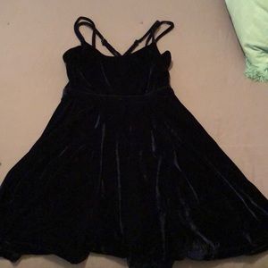 Dark blue velvet low back dress